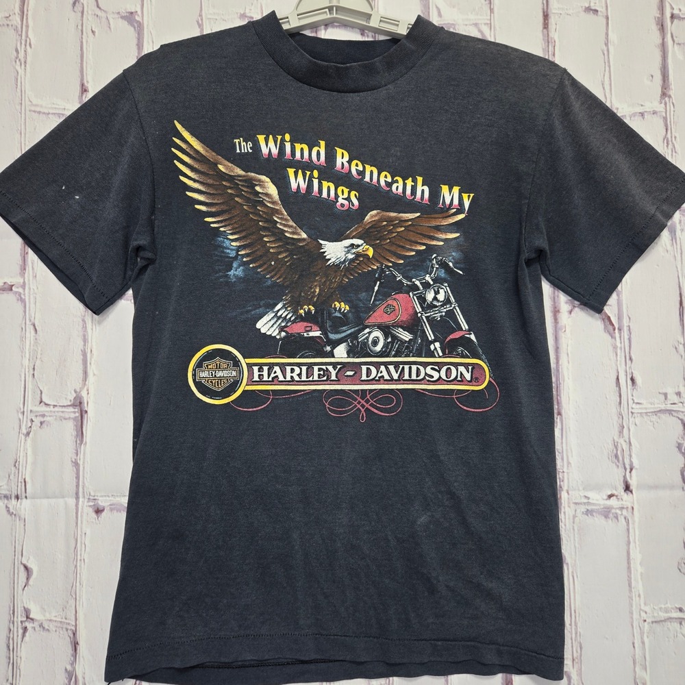 Vintage Harley Davidson Motorcycle Shirt Men M Eagle Distressed Faded USA 90s - Picture 1 of 14